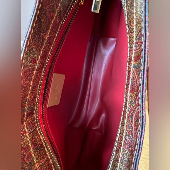 ETRO MILANO Bordeaux/Red Paisley HandBag with Adjustable Leather Strap - Picture 13 of 16